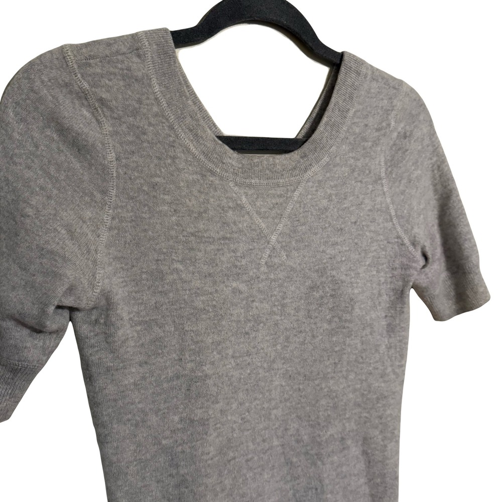 Autumn Cashmere Gray Short Sleeve Sweater Top Crossover Ribbed Knit Small - Picture 3 of 4